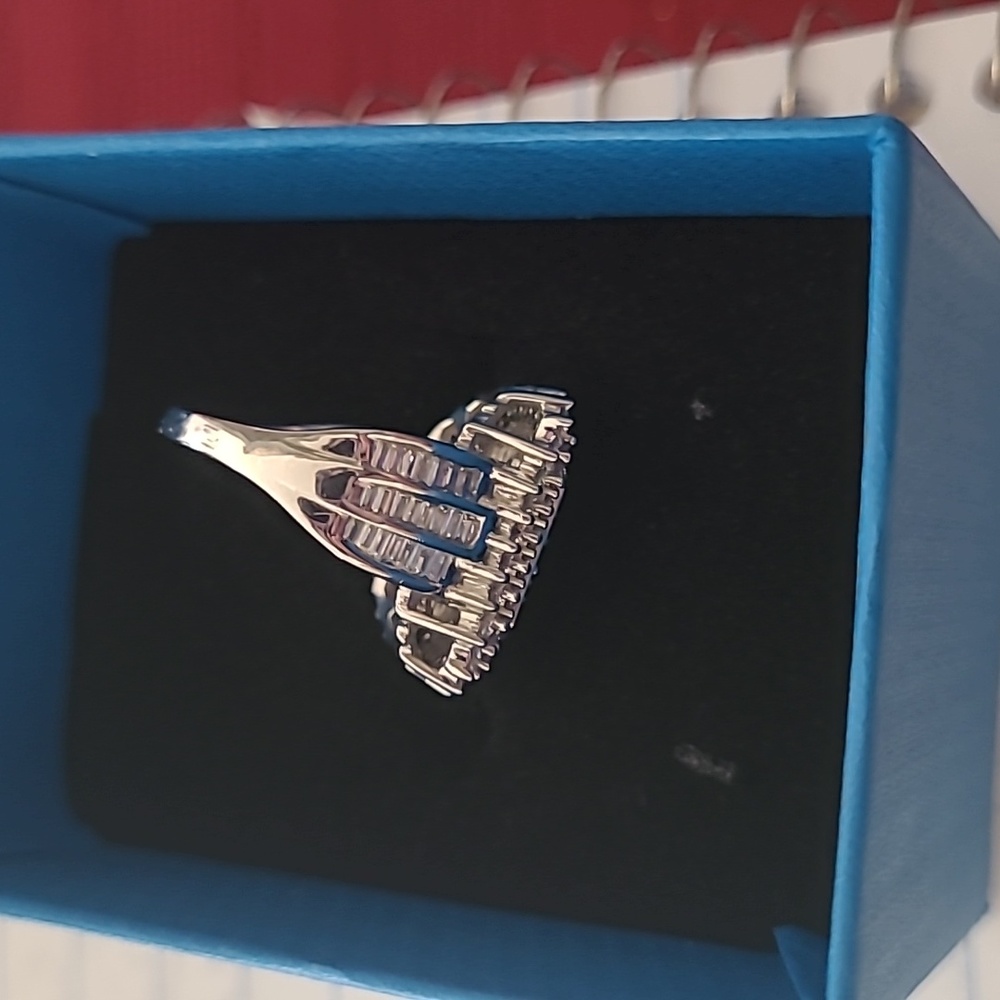 JTV Rhodium over Sterling Bella Luce Pave Cluster Cocktail Ring - Picture 2 of 3